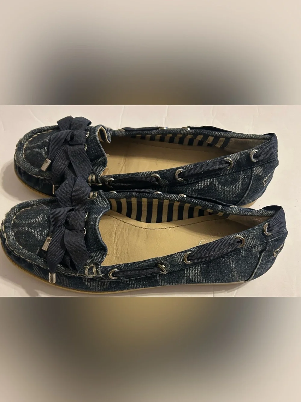 Coach Denim Blue Women’s Bow Moccasin Loafers